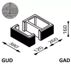 Bloczek łupany Gorc L GUD+GAD 38x38x16 kolor alaska/ Joniec