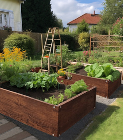 Podwyższona grządka na warzywa 150 × 75 × 40 cm – imitacja drewna
