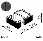 Bloczek łupany Gorc L GUD+GAD 38x38x16 kolor czarny/ Joniec