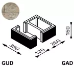 Bloczek łupany Gorc L GUD+GAD 38x38x16 kolor piryt/ Joniec