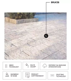 Chodnik łupany Bruk38 38x15,1x6 kolor piaskowy