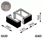Bloczek łupany Gorc L GUD+GAD 38x38x16 kolor getyt/ Joniec